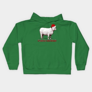 Sheep Wearing Santa Hat And Pun Fleece Navidad Kids Hoodie